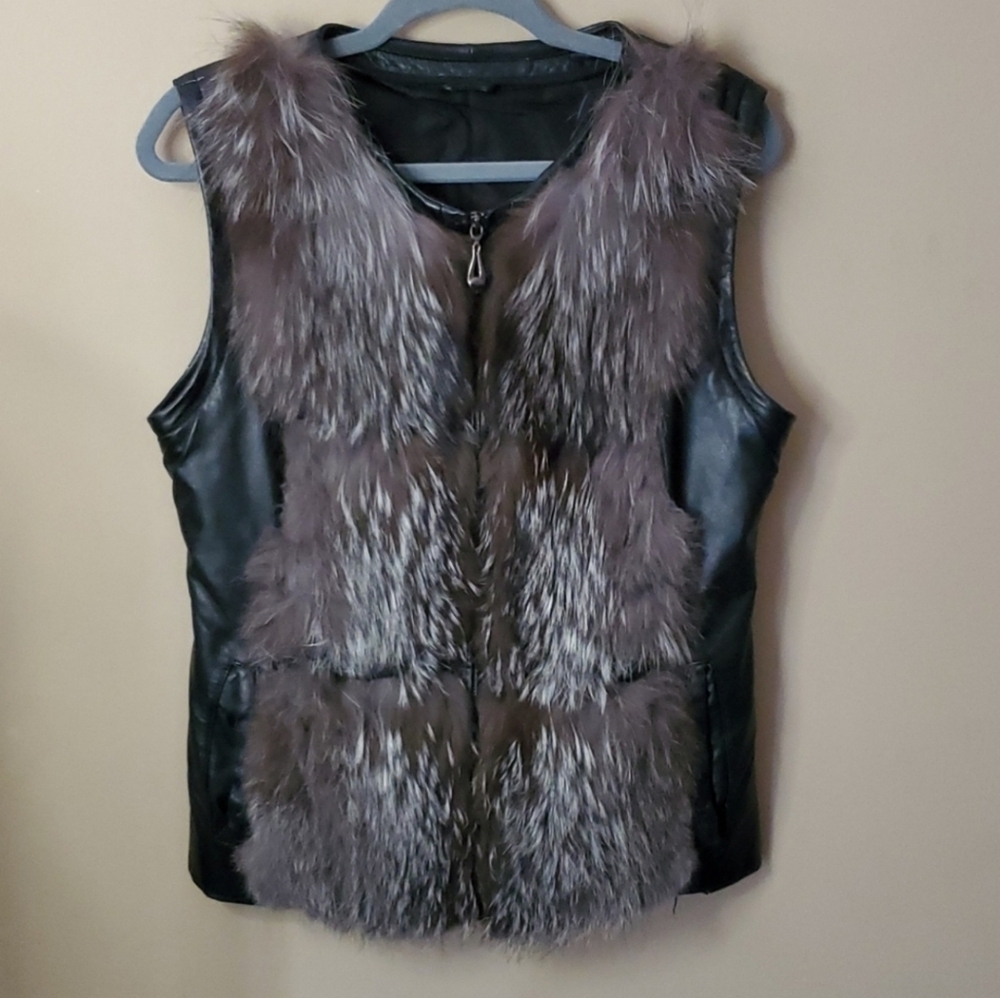 Leather Fox Jacket 3 In 1 With Removable Vest Lining - Picture 3 of 16